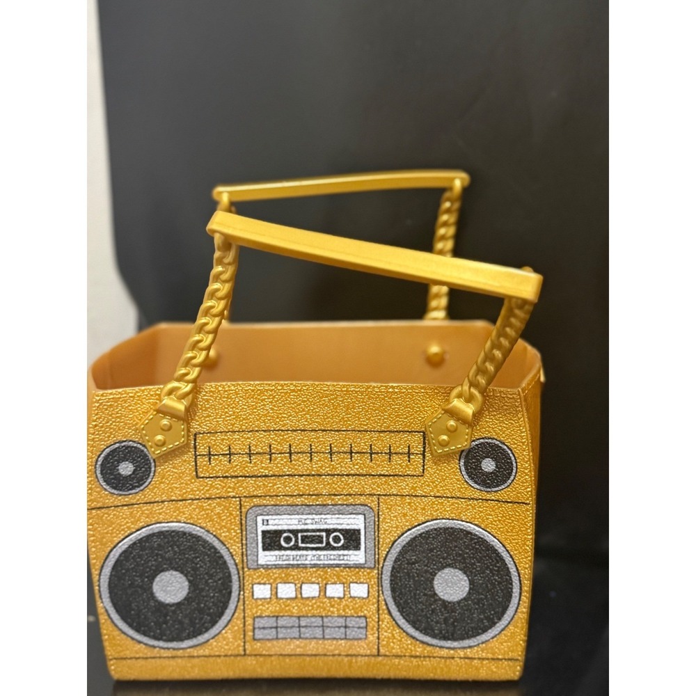 Gold Boombox Handbag Purse Retro 80s Style Portable Music Bag Fun Accessory‎